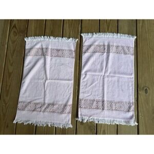2 Vintage MCM Cannon Monticello Pink Sculpted Hand Towels